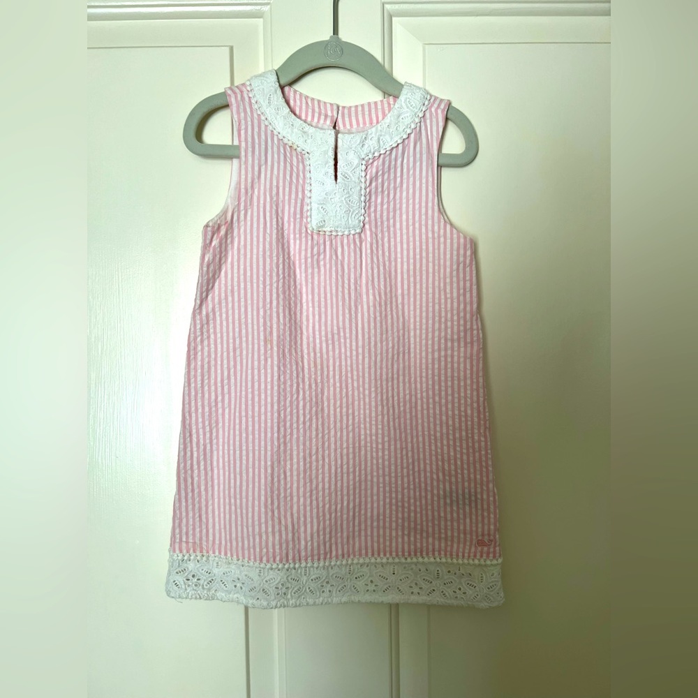 Vineyard vines pink and white seersucker dress